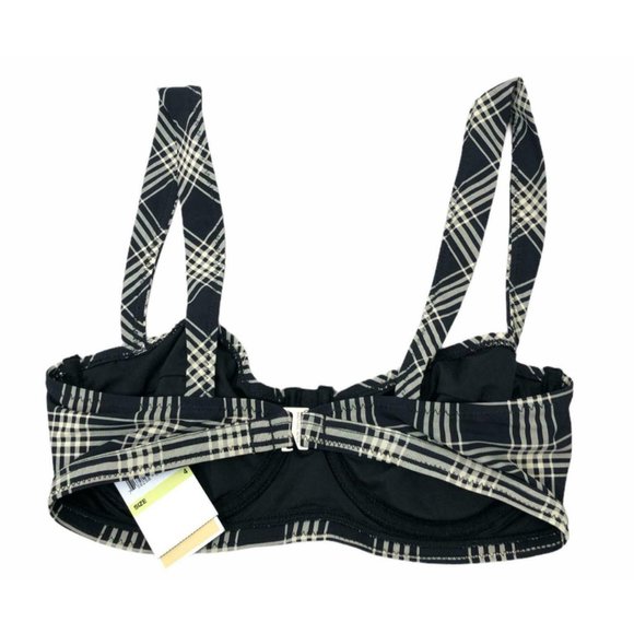 Michael Kors Bra Only Black Beige Sedona Plaid Size 4 NWT Underwire Top White - Picture 2 of 12